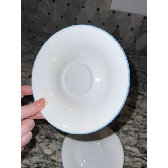 Corelle Outer Banks Saucers Light Blue Edge Set of 4 Vintage Light House - Picture 4 of 6